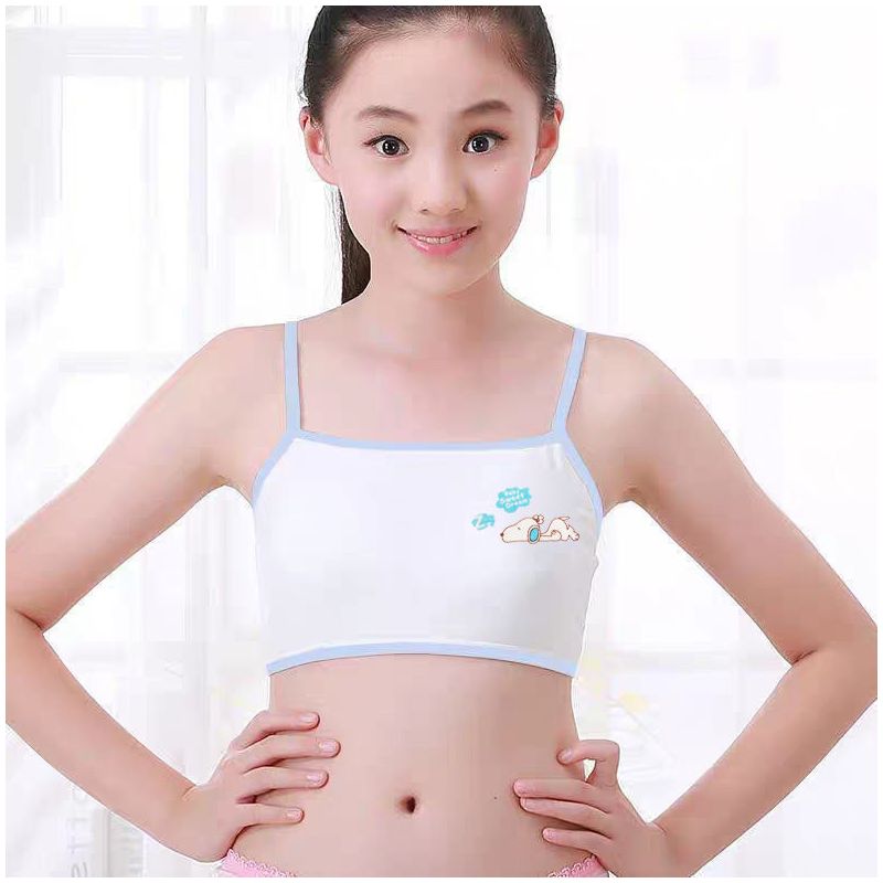 4件装儿童背心发育期女童棉透气内衣吊带防凸点8-16岁小女孩