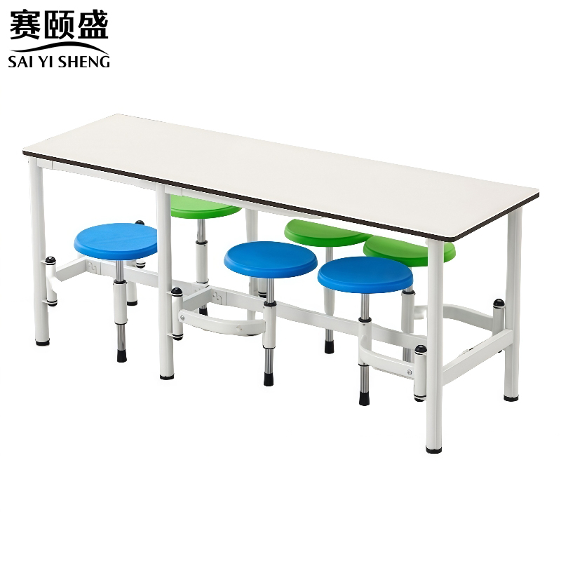 赛颐盛食堂连体餐桌椅高清大图