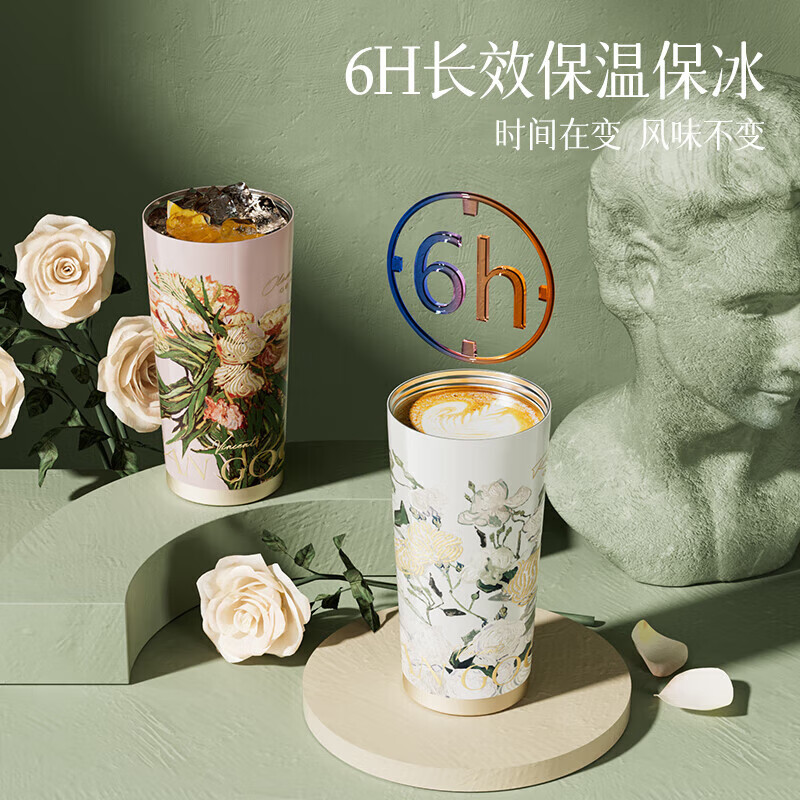 格沵 致敬梵高系列闪耀咖啡杯 GE-MET23-B75 玫瑰 500ml高清大图