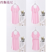 睡衣女夏天性感莫代尔露背冰丝睡裙纯棉家居服可外穿带胸垫睡裙T