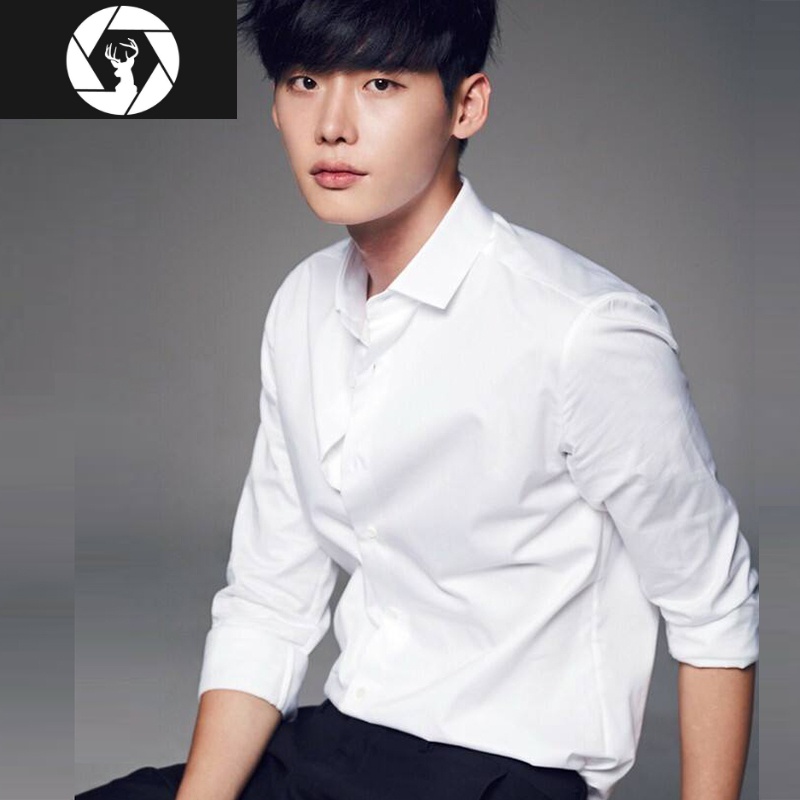 李钟硕黑色衬衫男长袖秋冬季韩版职业工作服商务装白衬衫工装制服参数