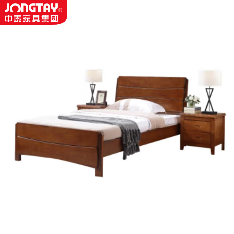 中泰(jongtay)1.35米实木床新中式简约单人床 J-CDZ90
