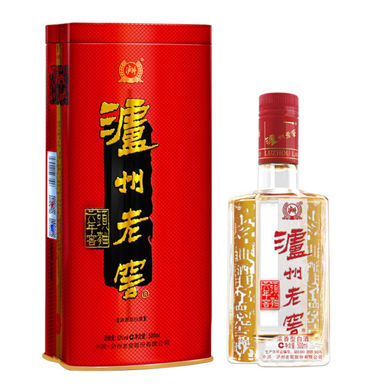 泸州老窖铁盒六年陈窖头曲52度500ml*6瓶整箱浓香型高度白酒喜庆包装送礼婚宴席酒