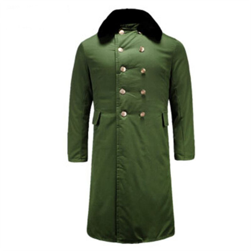 环杰军大衣hj1282冬季防寒加厚长款军绿棉袄大号175185