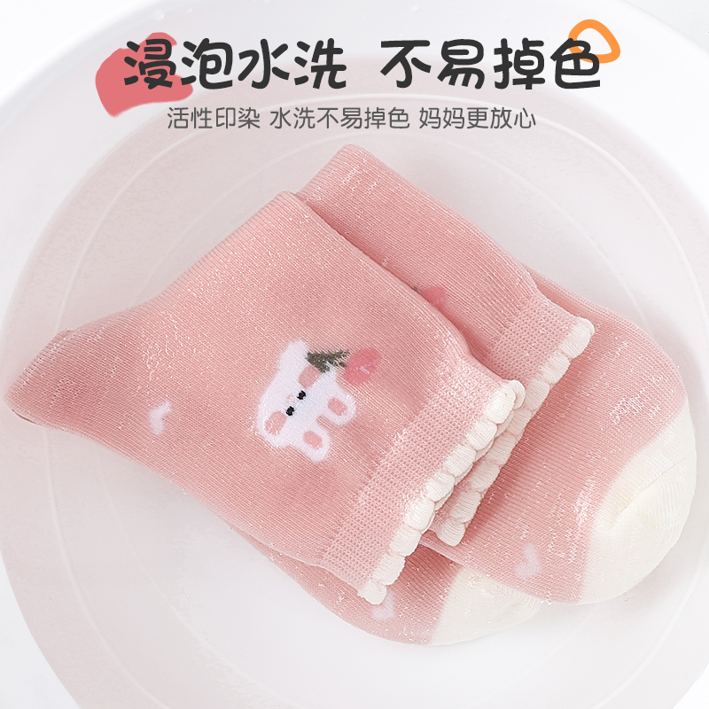 浪莎女童袜子纯棉秋冬季春秋宝宝中大童中筒袜长筒袜女孩儿童棉袜高清大图