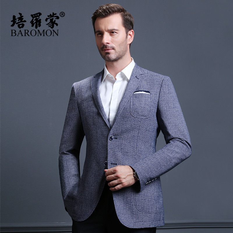 BAROMON/培罗蒙春秋新款中年男士商务休闲西服外套时尚外套男EDXBH6201