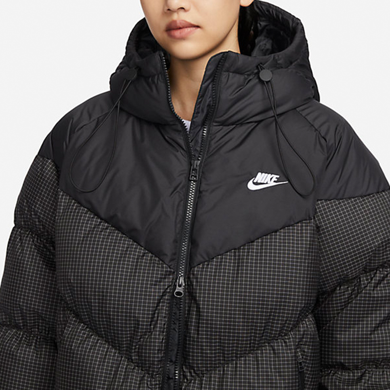 耐克中长款羽绒服女2023冬季新款连帽保暖防风运动外套fd8213010