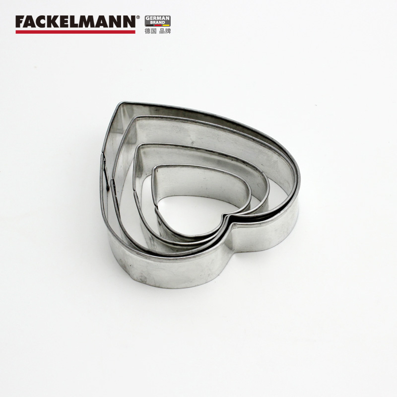 德国Fackelmann法克曼心形饼干模 心形曲奇模 烘焙工具蛋糕模具 做饼干模具 心形4件装饼干模