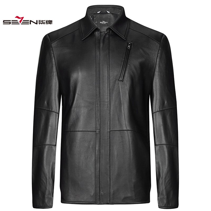 q##q#柒牌男装真皮皮衣 男士秋冬商务休闲真皮皮衣