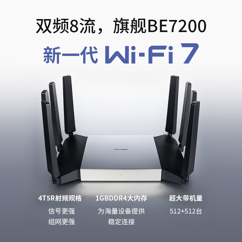 普联(TP-LINK) WiFi7 BE7200路由器2.5G网口千兆家用 电竞高速 无线mesh全屋覆盖大户型穿墙tplink 7DR7290高清大图