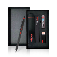 红环(rOtring)自动铅笔 专业绘图工具 金属笔身自动笔600系列 黑色0.7mm礼盒装