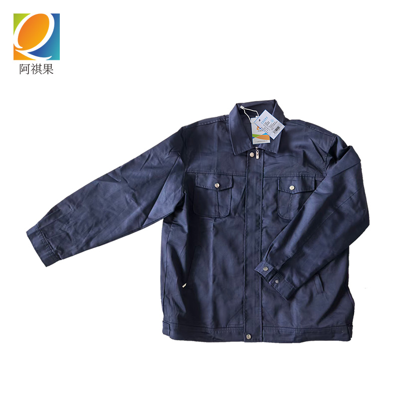 阿祺果 涤棉工作服 深蓝色套装 套高清大图