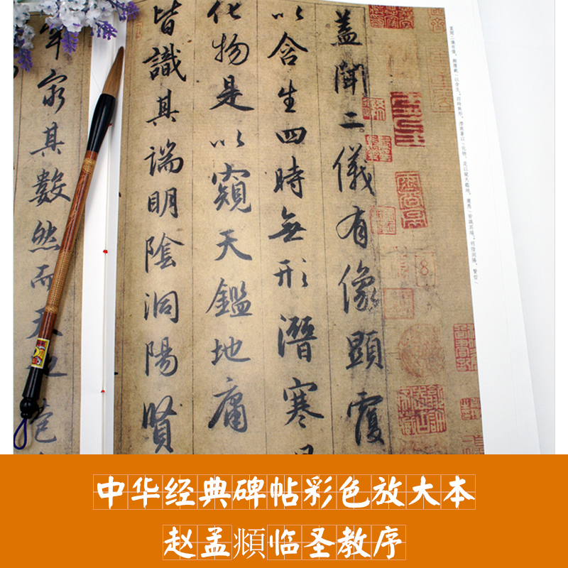 [醉染正版]现货包邮 赵孟頫临圣教序 中华经典碑帖彩色放大本33 中华书局 集王圣教序 行书法帖碑帖 毛笔眺字帖贴 赵孟高清大图