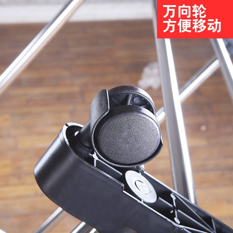 晾衣架落地伸缩不锈钢室内折叠双杆式闪电客卧室凉衣服架子阳台挂晒衣架 单杆黑色无轮子