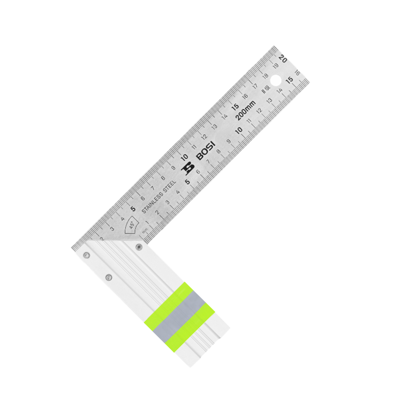 波斯(BOSI) 荧光系列铝柄钢角尺 200mm 把高清大图