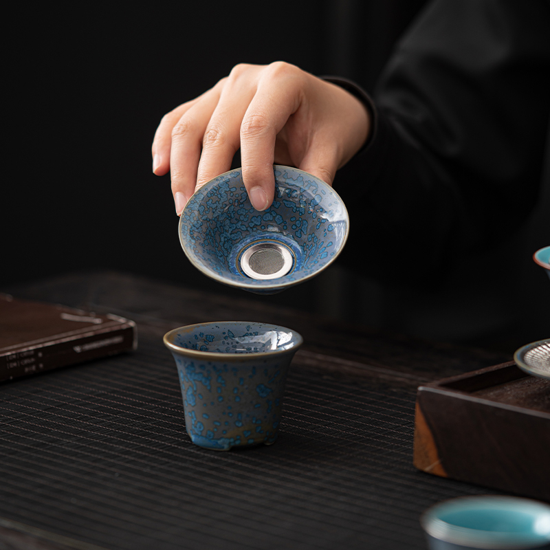 苏氏陶瓷(SUSHI CERAMICS)国礼蓝黛鎏银美人壶盖碗大套装功夫茶具非遗大师郑文强作品