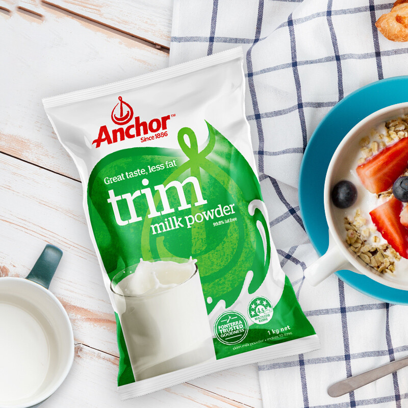 安佳anchor成人脱脂奶粉进口奶粉1kg袋2袋装学生奶粉进口食品新西兰