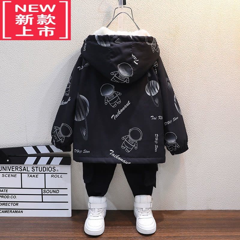 可莉允男童外套秋冬款加绒加厚中大童棉袄2022新款儿童棉服洋气派克服潮图片