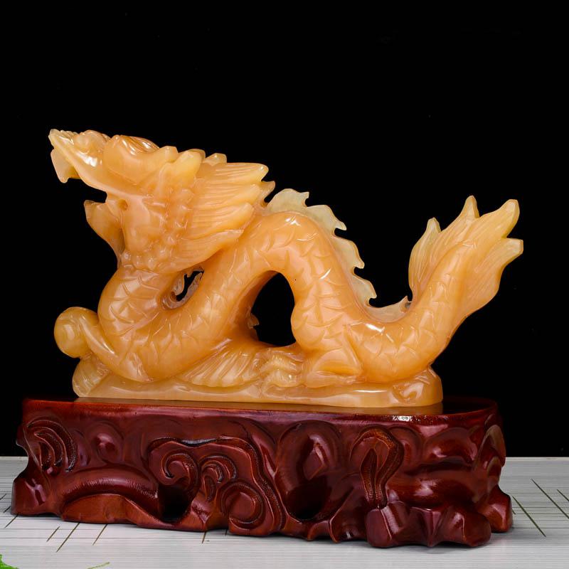 家柏饰(CORATED)玉石生肖龙摆件龙中国龙办公室家居青龙摆设高清大图