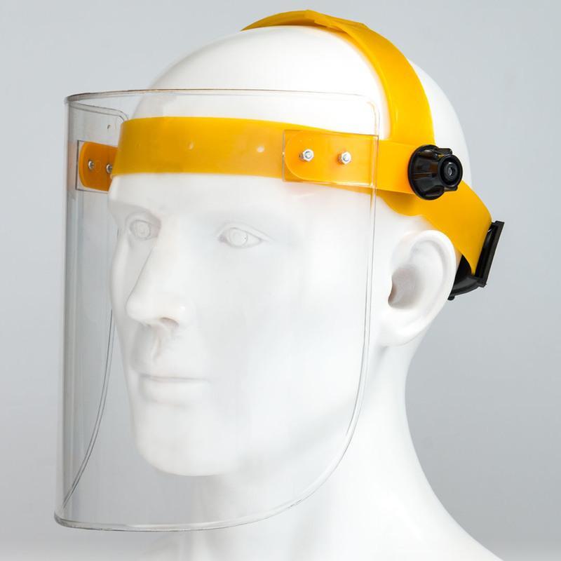 电焊面罩氩弧焊工打磨防尘防烤脸全脸部防护茶色全透明头戴式面罩羊角