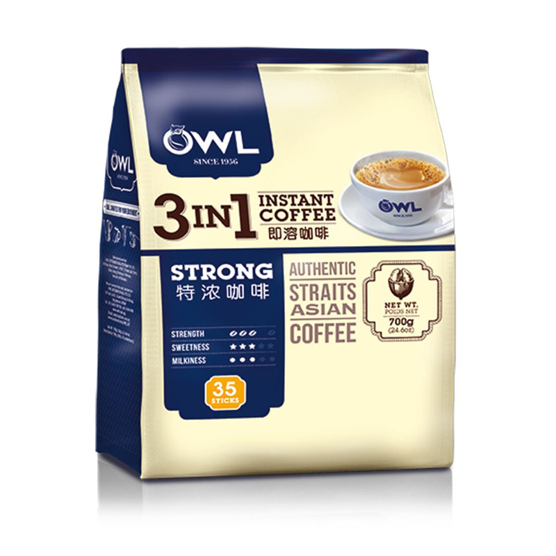 [咖啡达人推荐]猫头鹰(OWL)三合一特浓即溶咖啡 多送五条 800g/袋 增量装 进口咖啡 速溶咖啡 马来西亚进口