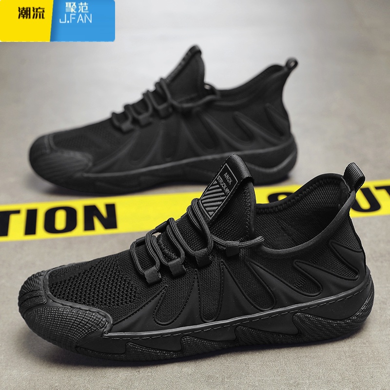 聚范男鞋夏季2024新款工作透气飞织网面男士运动轻便休闲防滑劳保网鞋高清大图