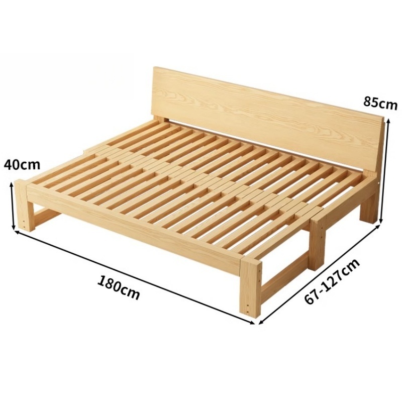 豫龙都 实木沙发床+垫 127cm 套高清大图