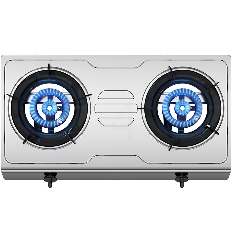 华帝i10058b燃气灶双灶家用天然气灶液化气灶台式炉具猛火煤气灶银色