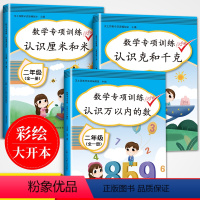 [3本]二年级数学专项训练 小学二年级 [正版]2023版小学二年级数学专项同步训练全套人教版认识厘米千克万以内的数同步