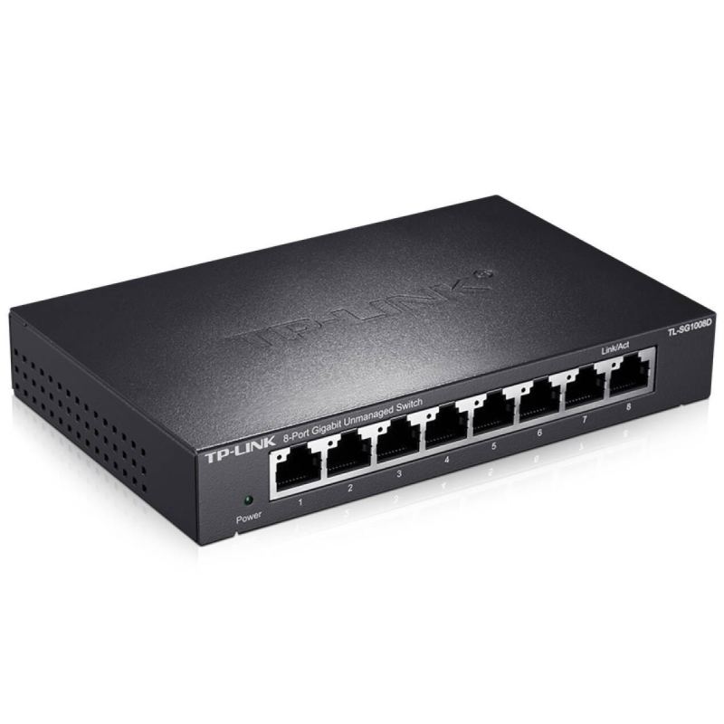 TP-LINK 8口千兆交换机 企业级交换器 监控网络网线分线器 分流器 金属机身 TL-SG1008D DMS