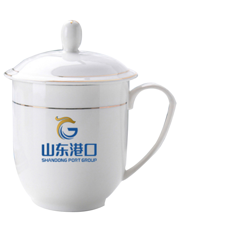 苏宁宜品推荐定制款双色logo带盖杯子瓷杯 50个装