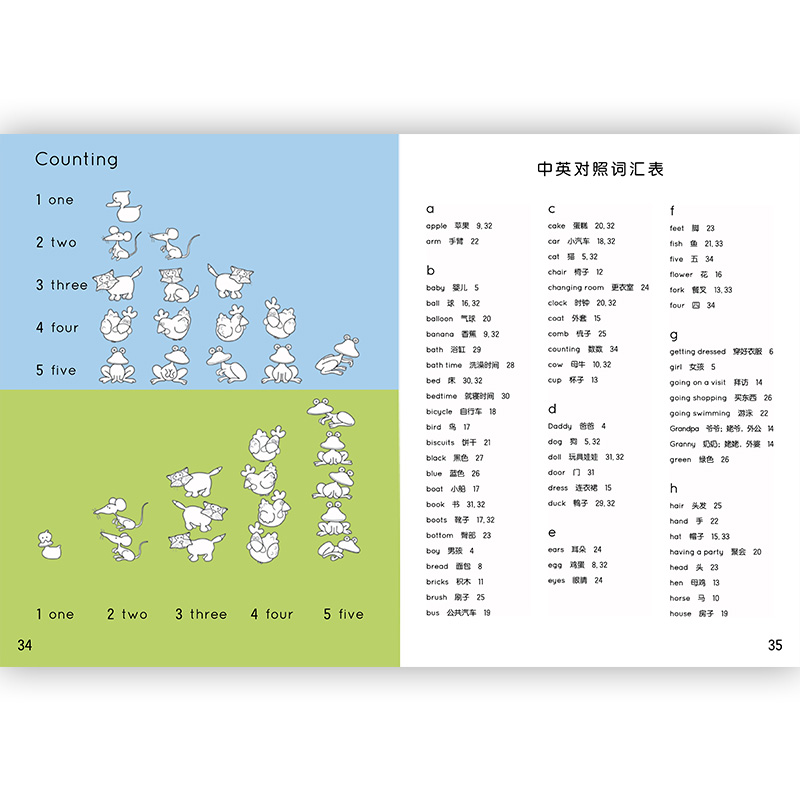 [正版] 初学英语100词涂色书 3至6岁儿童英汉双语词汇情景学习初级参考 英国Usborne出品 少儿外语零基础高清大图