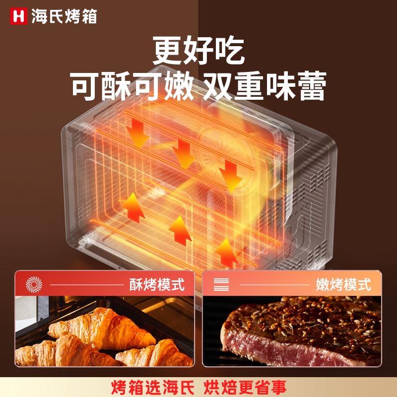 海氏C45风炉烤箱40L大容量家用小型多功能一体烘培彩屏精准控温电烤箱高清大图