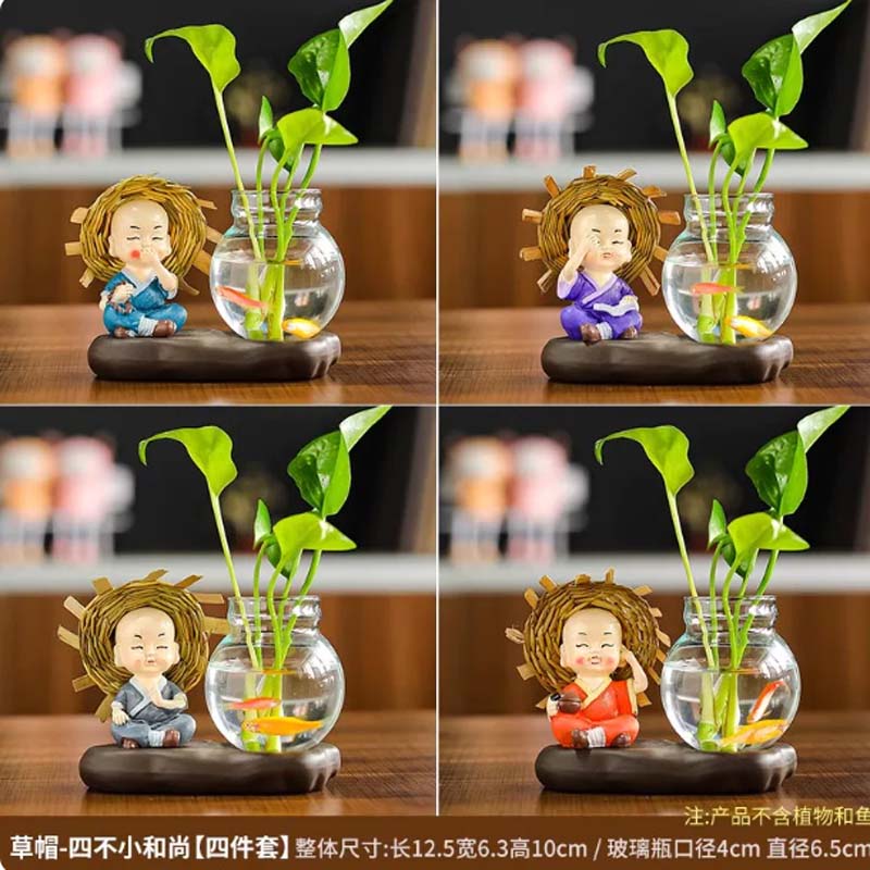 摆件 (小号)草帽-四不小和尚(四件套)高清大图