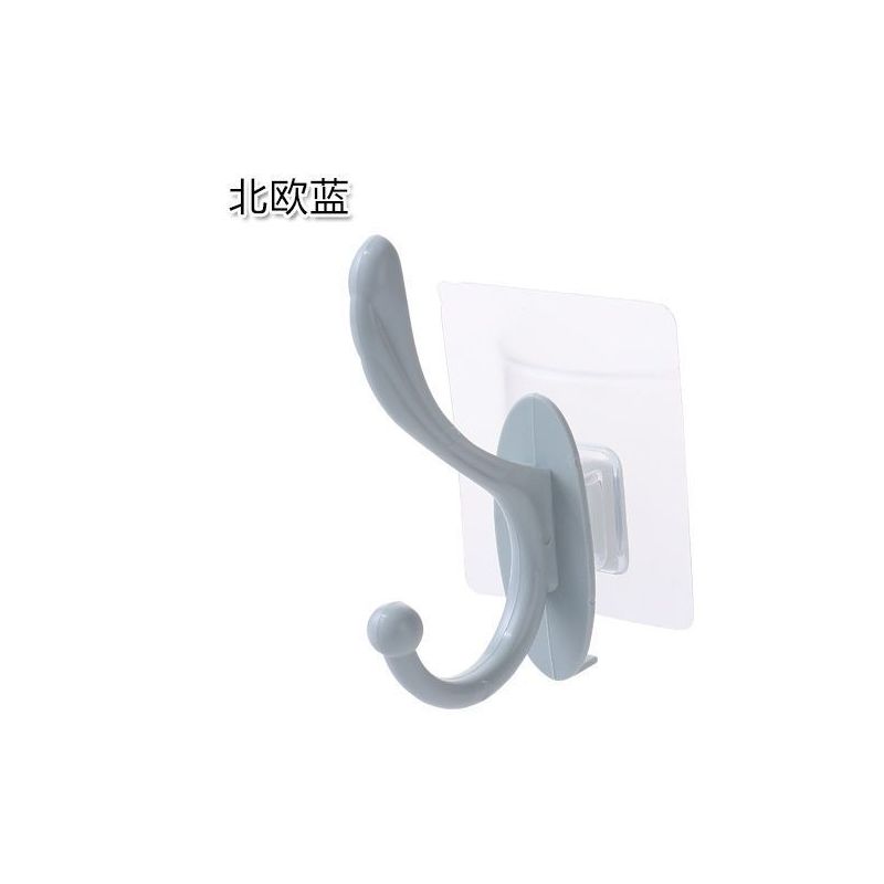 壁挂式免打孔衣帽挂钩加大加厚门后挂钩浴室毛巾架挂衣钩衣帽架|[北欧蓝] [三个装]