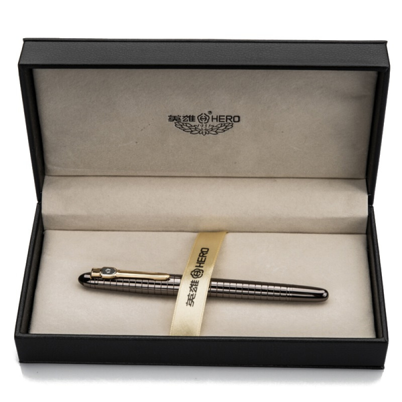 英雄 HERO 黑金钢色铱金钢笔-1095
