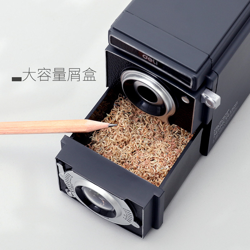 得力(deli)0668手摇卷笔刀大口径削笔机儿童三角铅笔削笔器多功能素描彩铅大号可削粗杆铅笔旋车绞铅笔刀2个