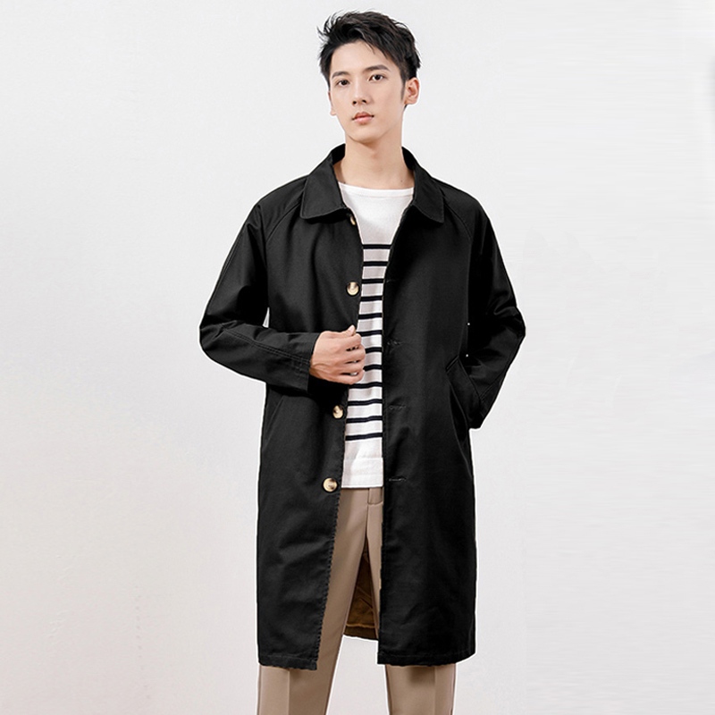 远宿(yuansu)男士风衣 yuansu2020春秋季新款纯色简约风衣男中长款