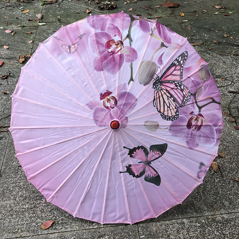 古风油纸伞舞蹈伞汉服旗袍走秀伞装饰伞吊顶伞绸布伞浅紫色蝶恋花叁82