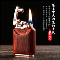 网红檀木摇臂煤油打火机创意个性抖音男士礼品老式复古非充电防风