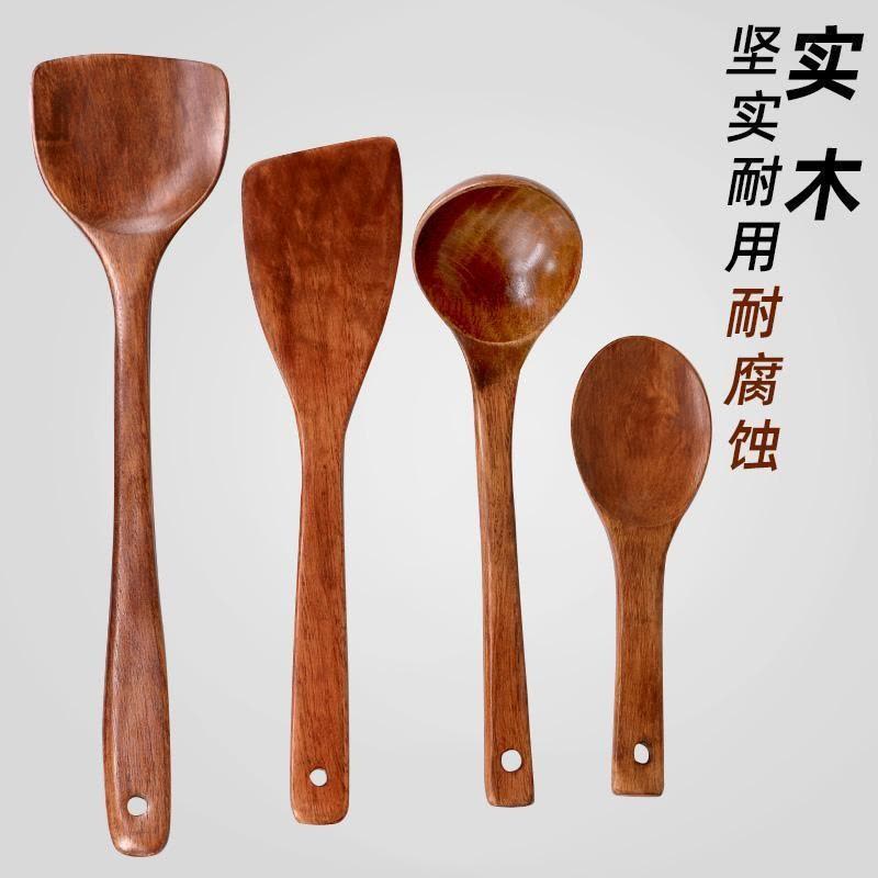 可高温长柄木铲子炒菜锅铲实木家用不粘锅饭铲汤勺木勺子套装厨具 敬平 锅铲+汤勺图片
