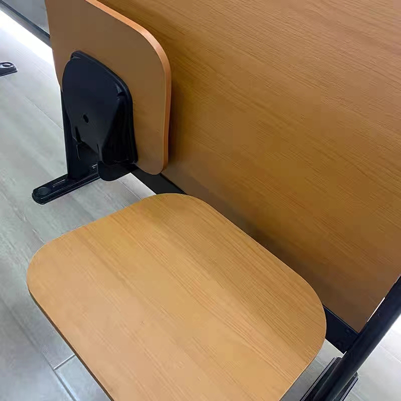 豪利特阶梯教室排椅礼堂椅带写字板自动翻版课桌椅固定钢木[工厂现做 七天内发货]