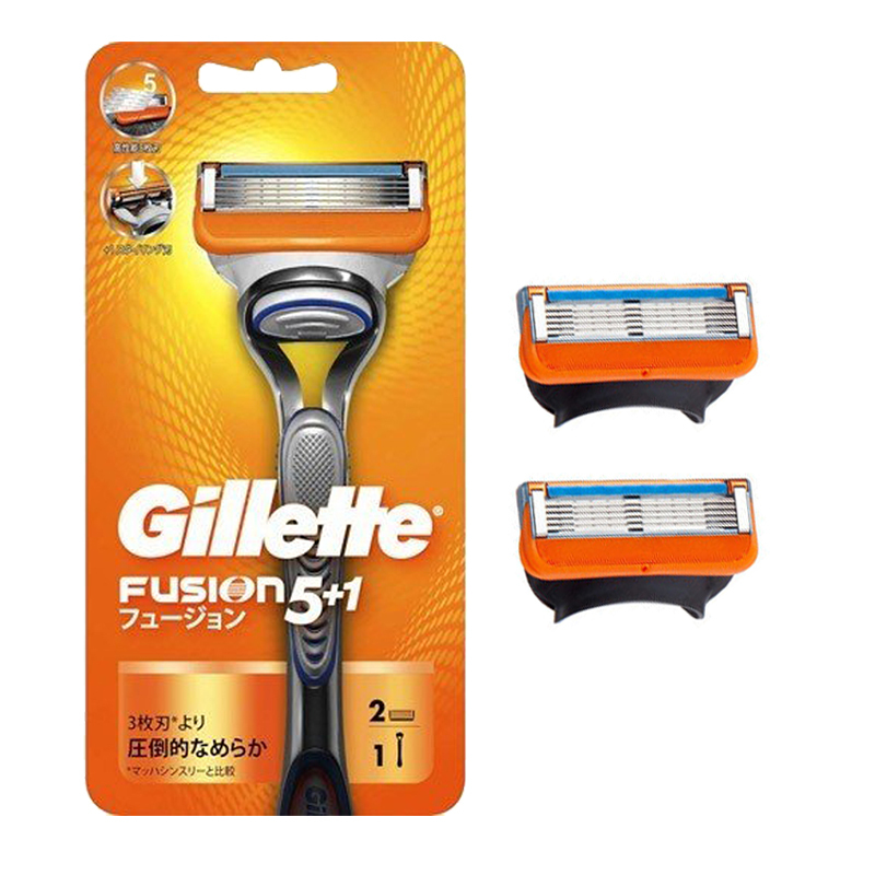 GILLETTE吉列FUSION5+1系列剃须刀柔肤华润刮胡刀 1个刀杆+2个替换刀头