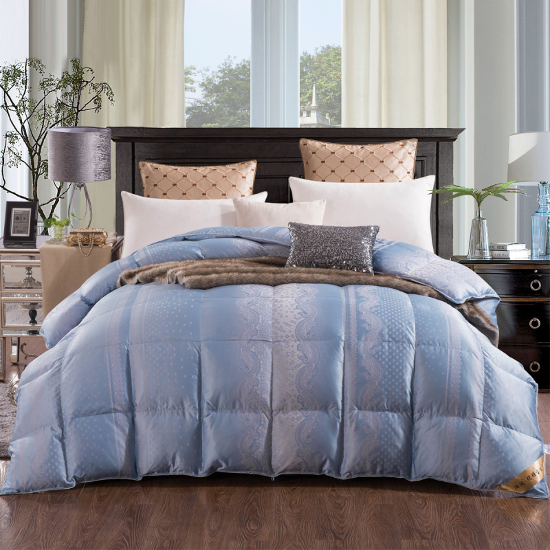 鸿润家纺90灰鸭绒冬被加厚保暖冬季羽绒被芯单双人提花羽绒冬被