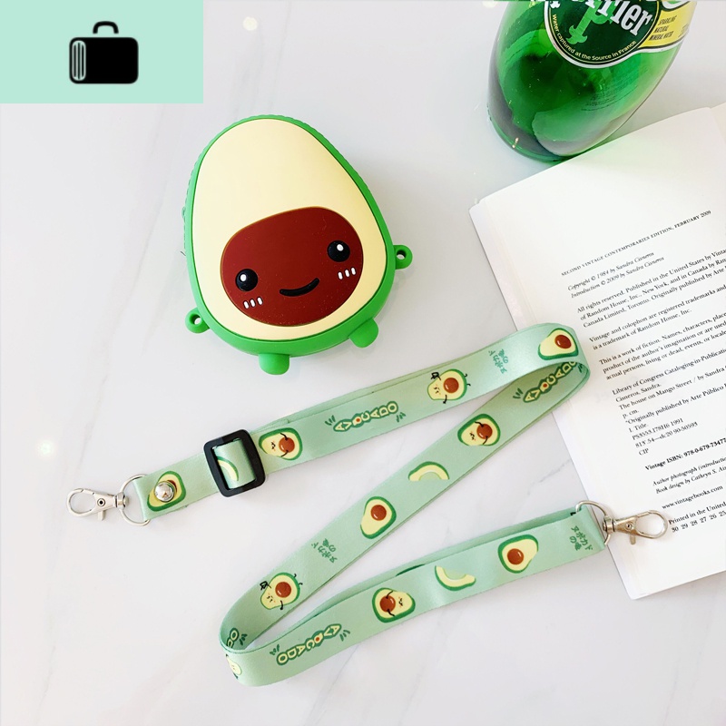 2020流行小众包包牛油果可爱斜挎背包硅胶卡通零钱包少女心造型包NEW LAKE 中号有脚牛油果+长绳