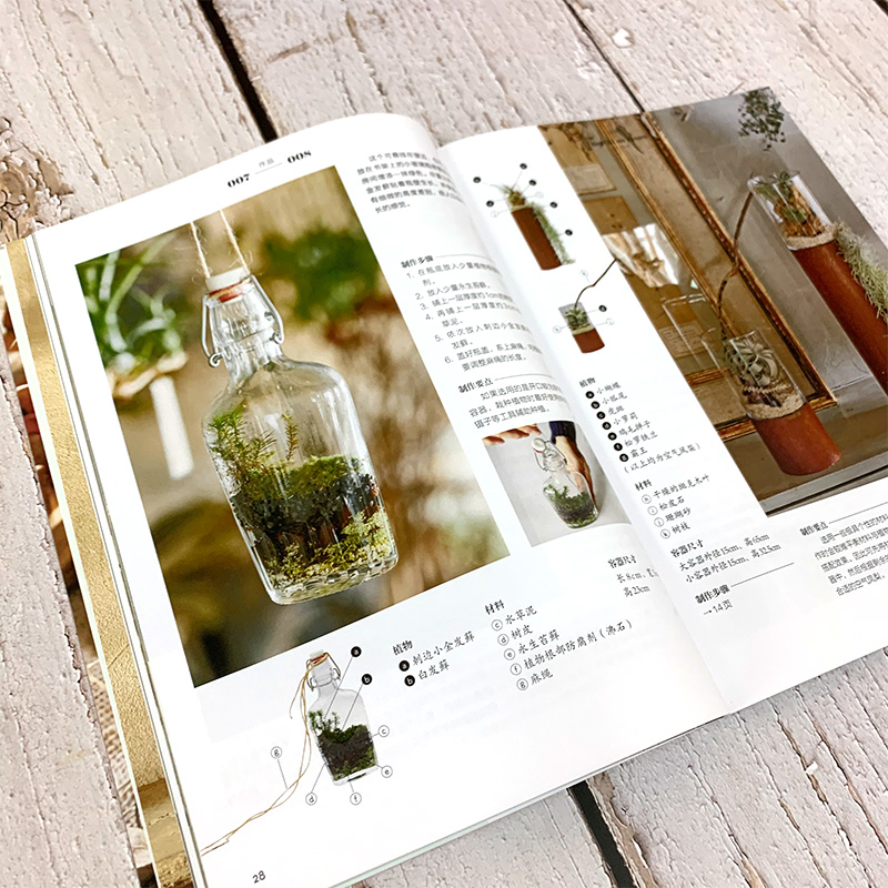 [醉染正版]2册 萌萌的玻璃瓶微景观+迷你植物园-玻璃瓶微景观制作与养护 多肉植物苔藓 盆景制作教程书籍 搭配技巧混搭栽高清大图
