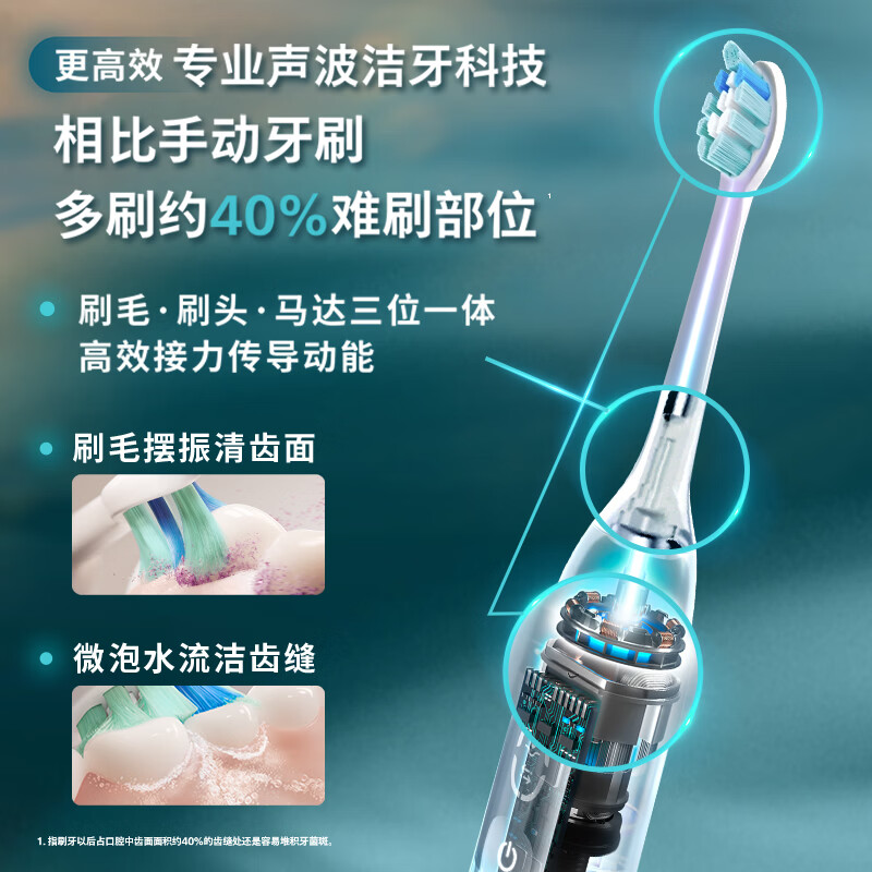 飞利浦 钻石智能语音导航电动牙刷 HX5681蓝高清大图