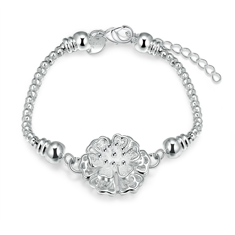 H385 Fashion Bracelet唯美双层花朵手链欧美外贸镀925纯银女首饰送女朋友七夕情人节礼物