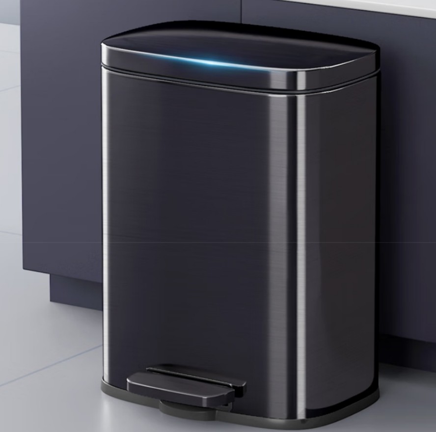 五月花 脚踏垃圾桶 410材质不锈钢 12L 钨钢黑 WYH-GB230