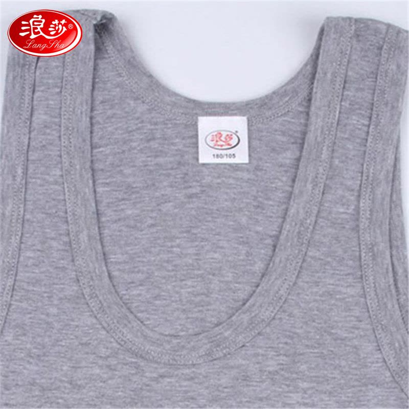 浪莎langsha男士纯棉背心男纯色四季无袖工字型修身型运动打底汗衫1件图片